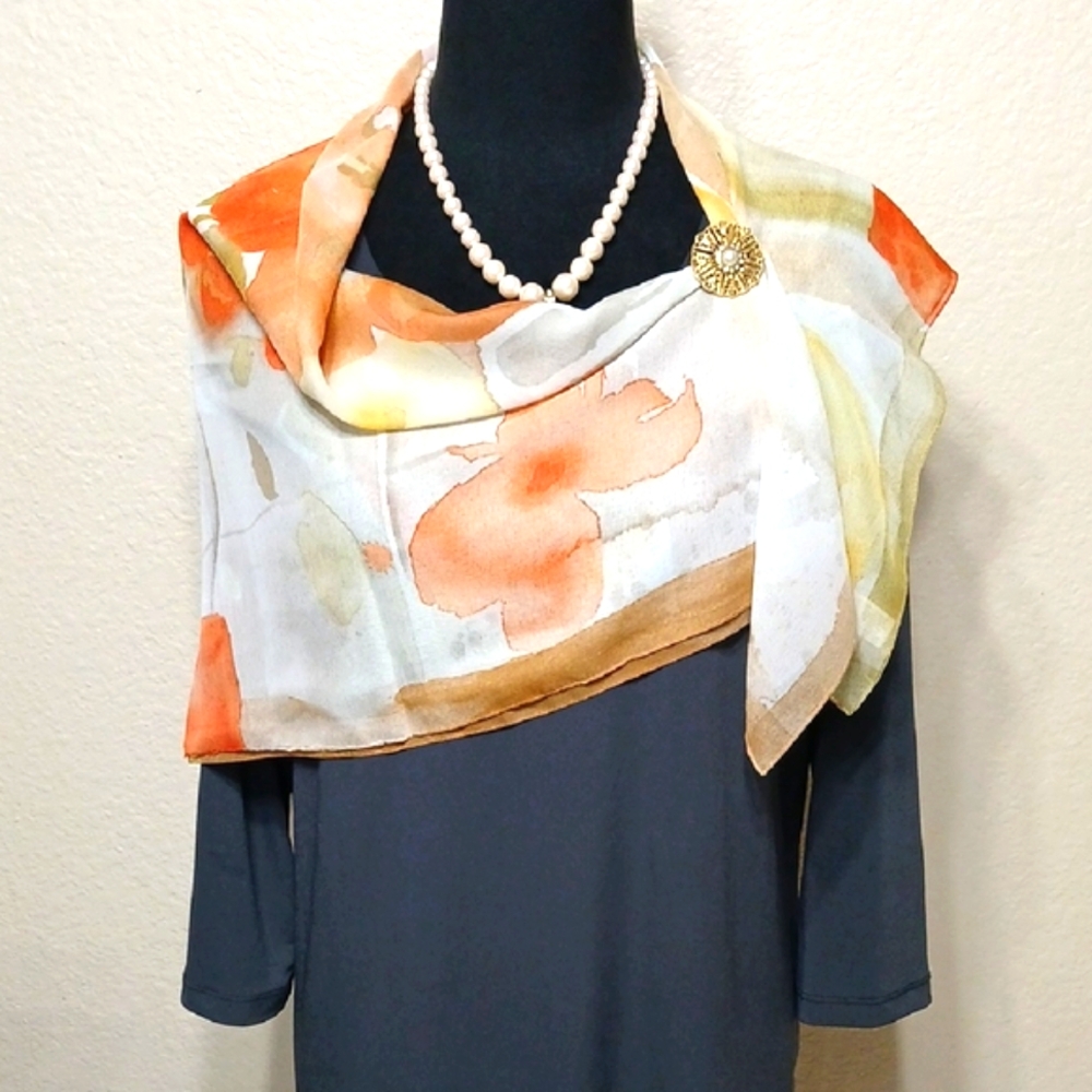 Vintage Elegant Abstract Floral Print Scarf